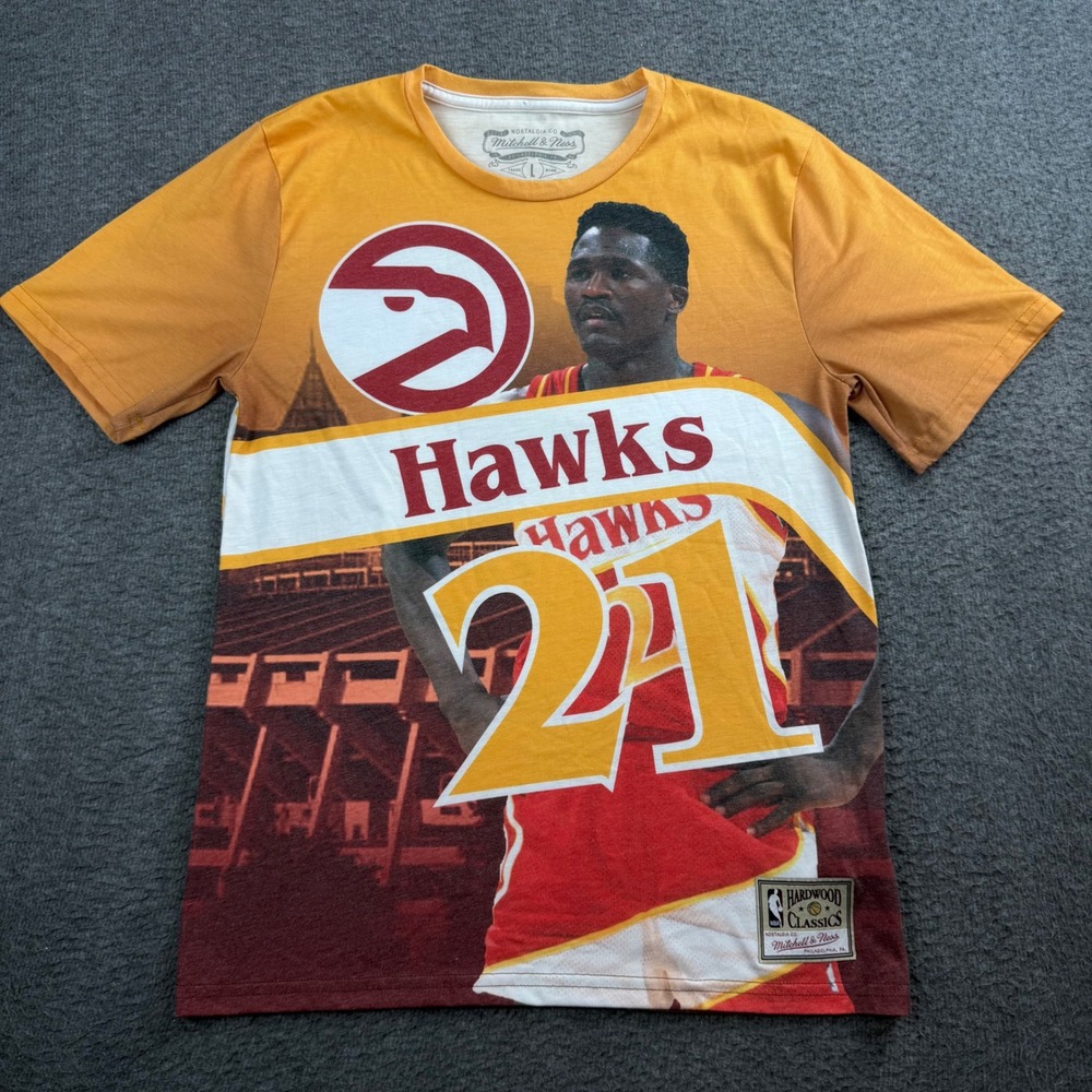 Mitchell & Ness T-Shirt Youth L Orange Atlanta Hawks Dominique Wilkins 21